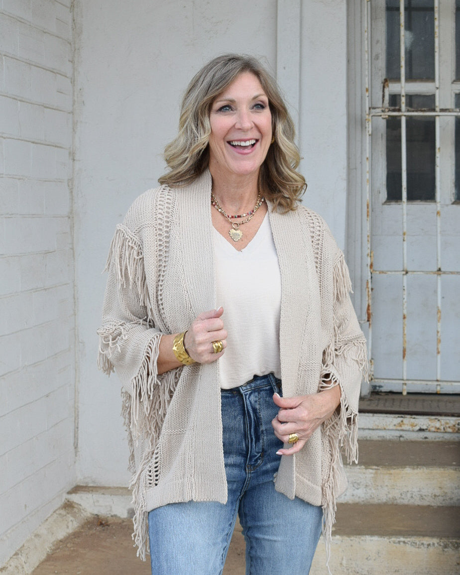 ON THE VERGE CARDIGAN- TAN