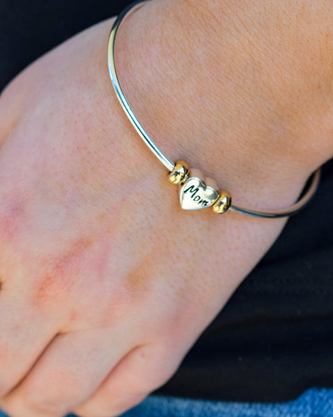 MOM HEART TWO TONE BRACELET