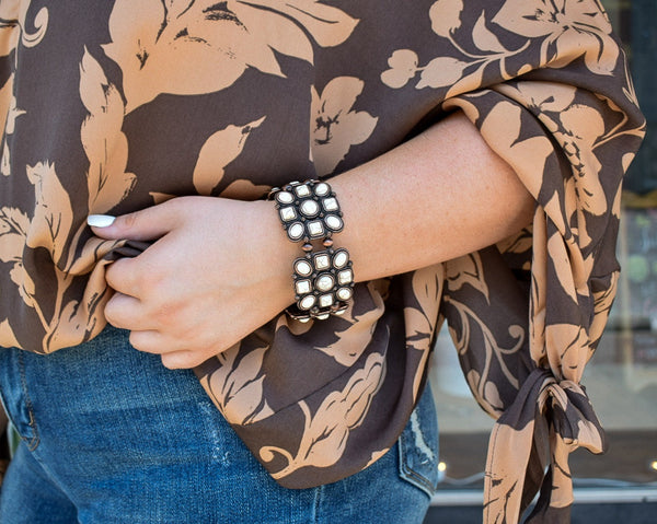 BOHO NATURAL STONE BRACELET -  WHITE