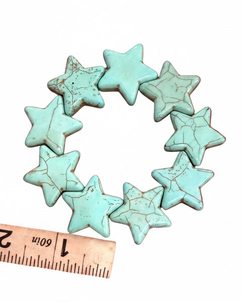 Stone Star Bead Stretchy Bracelet - Turquoise