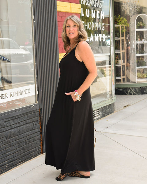 The Cami Maxi Dress - Black - Salty Lime Boutique