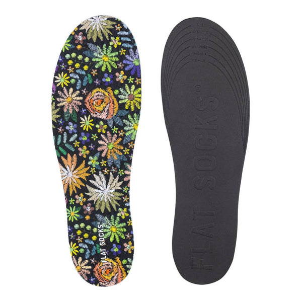 Flat Socks Insoles - Floral Embroidery