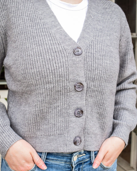 LILA CARDIGAN SWEATER - GREY