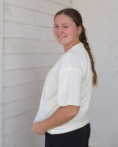SHORT SLEEVE TUNIC TEE - OFF WHITE
