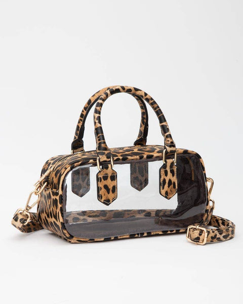 TG10774 Clear Plastic East-West Top Handle/Crossbody Bag: Leopard - Salty Lime Boutique