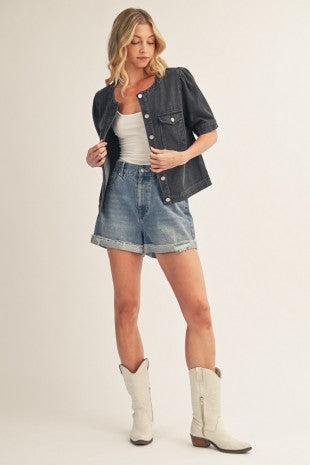 horse Embroidery Back Accent Casual Jacket 7161 - Salty Lime Boutique