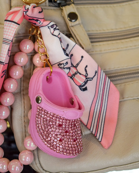 BLING SHOE & SCARF PURSE CHARM/ KEY CHAIN - 4 COLORS