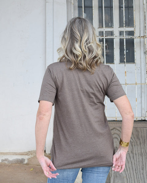 SHE’S WHISKEY IN A TEA CUP GRAPHIC TEE - HEATHERED BROWN - CURVY