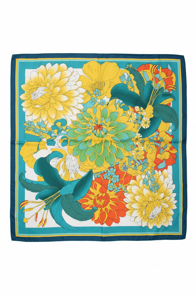 DALIAH FLORAL SCARF - TEAL - Salty Lime Boutique