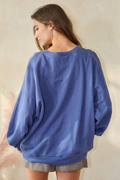 SUNDAYS ARE FOR JESUS AND FOOTBALL GRAPHIC SWEATSHIRT - DENIM BLUE