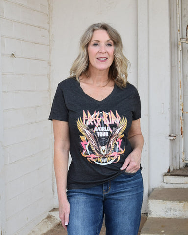 FREE BIRD GRAPHIC TEE - CHARCOAL