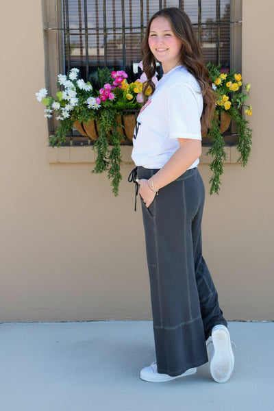 Laid Back Vibe Wide Leg Pant - Vintage Black - Salty Lime Boutique