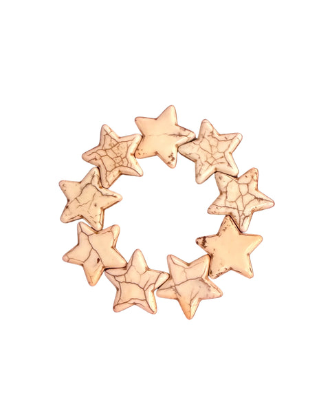 Stone Star Bead Stretchy Bracelet - White