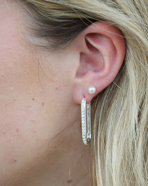LONG CRYSTAL HOOP EARRING - 2 COLORS