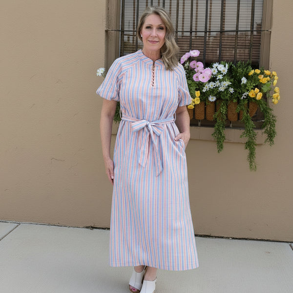 Weekend in the Hamptons Midi Dress - Red/Blue