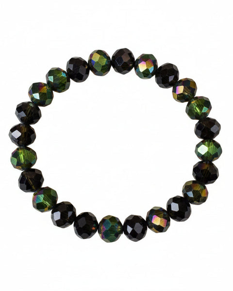 BLACK - AB GLASS BEADED STRETCHY BRACELET - Salty Lime Boutique