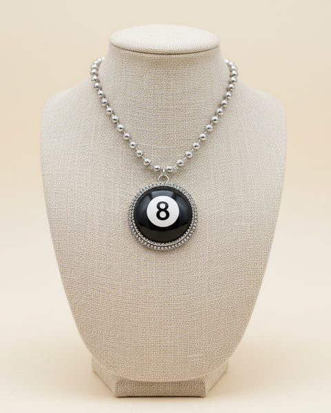 EIGHT BALL NECKLACE - SILVER - Salty Lime Boutique