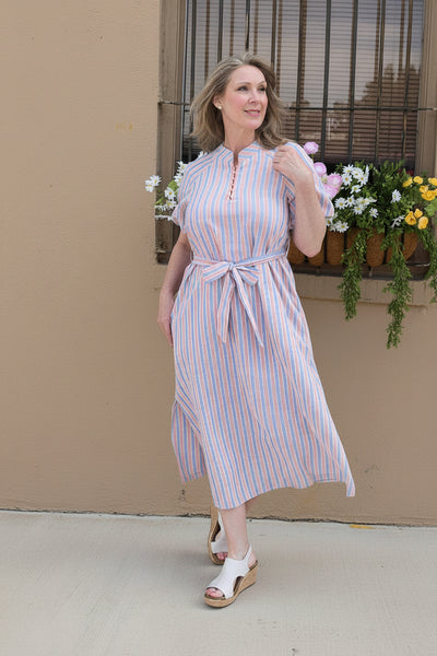 Weekend in the Hamptons Midi Dress - Red/Blue