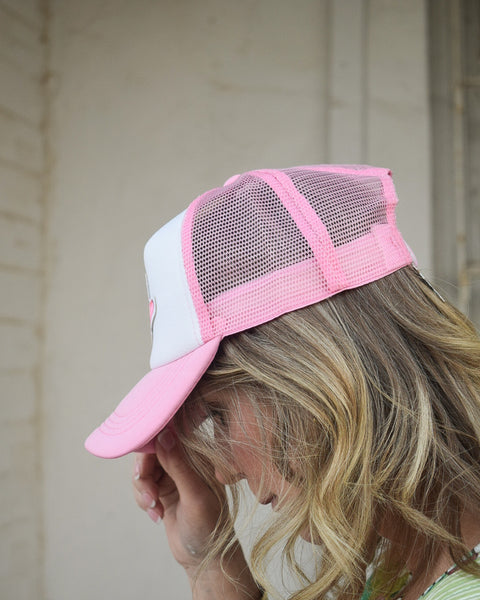 HOT GIRLS HIT CURBS TRUCKER HAT -  PINK - Salty Lime Boutique
