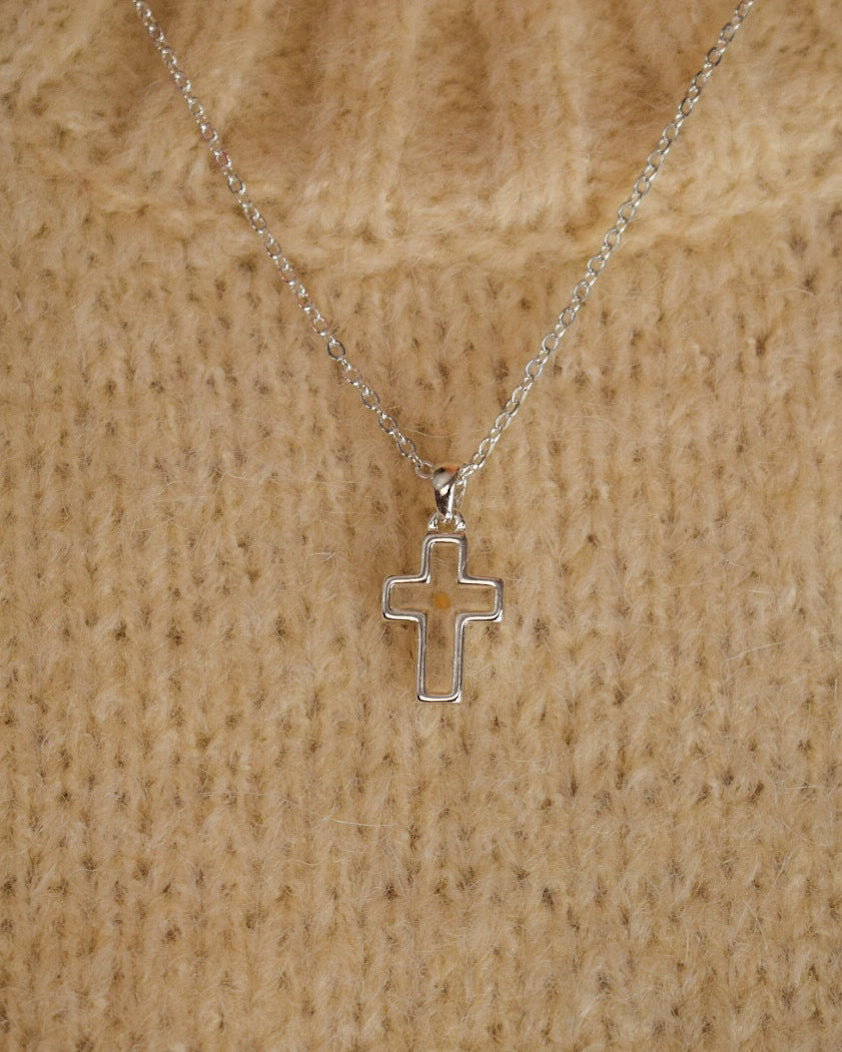 MUSTARD SEED CROSS NECKLACE - SILVER