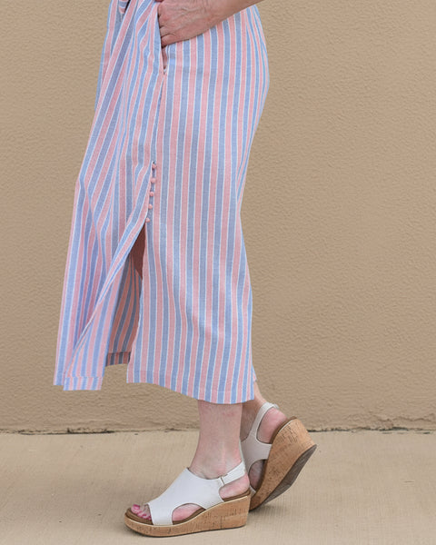 Weekend in the Hamptons Midi Dress - Red/Blue