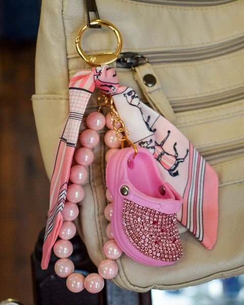 BLING SHOE & SCARF PURSE CHARM/ KEY CHAIN - 4 COLORS