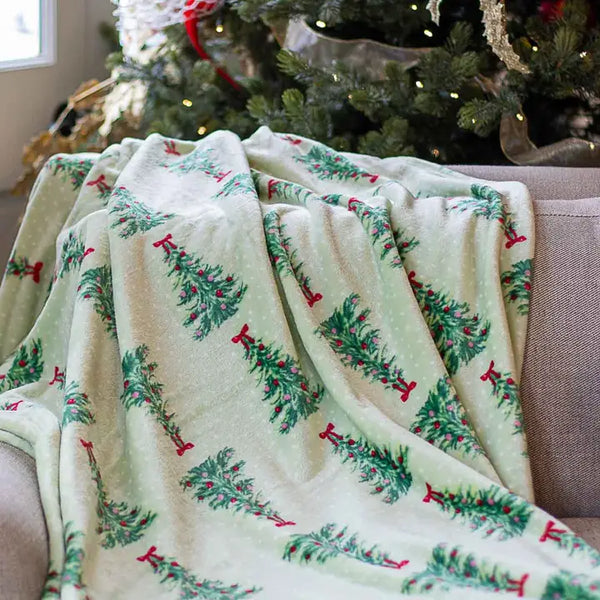 NOELLE TREE THROW BLANKET - GREEN