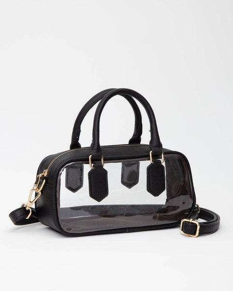 TG10774 Clear Plastic East-West Top Handle/Crossbody Bag: Black - Salty Lime Boutique