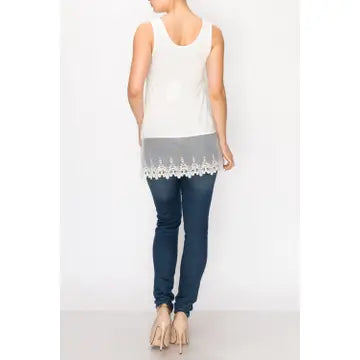 TANK TOP WITH LACE LAYER - 2 COLORS - REG/CURVY - Salty Lime Boutique