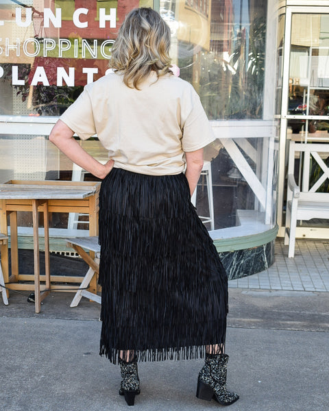 restocked - THE DOLLY FRINGE SKIRT -  CURVY