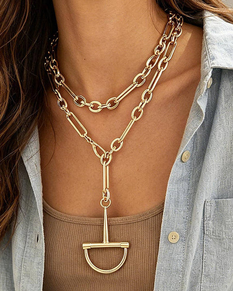 Polished Link Chain Drop Statement Necklace: GD - Salty Lime Boutique