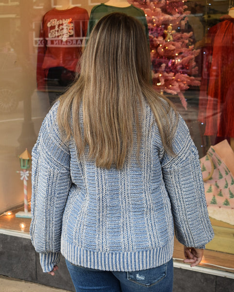 TWO TONE COZY SWEATER - DENIM