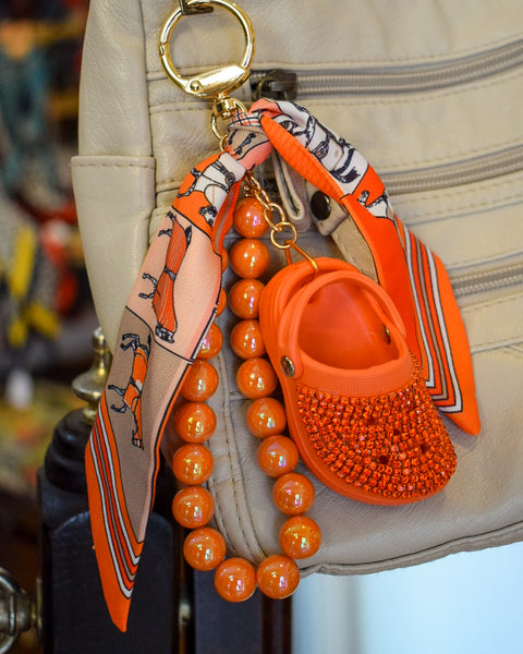 BLING SHOE & SCARF PURSE CHARM/ KEY CHAIN - 4 COLORS