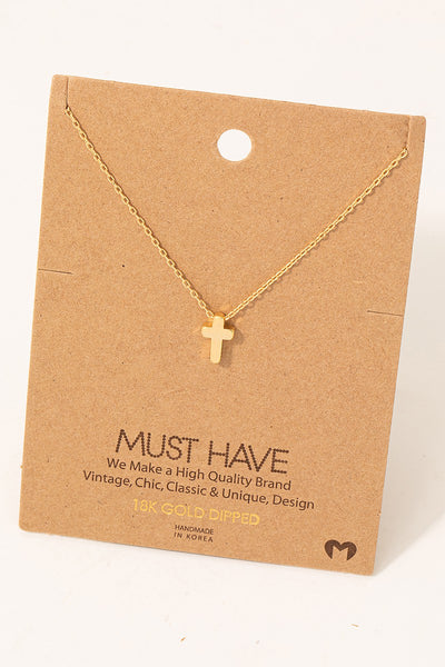 MINI CROSS PENDANT NECKLACE - 2 COLORS