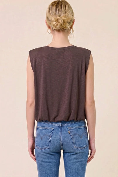 Bubble Hem Sleeveless Tank Top - Chestnut
