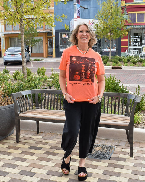Just Here For The Boos Graphic Tee - Heathered Orange - Salty Lime Boutique