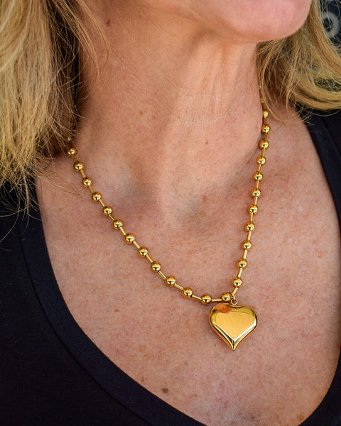 PARIS GOLD NON-TARNISH HEART CHAIN NECKLACE