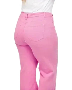 High Rise Wide Leg Ankle Jean by Mica Denim - Pink