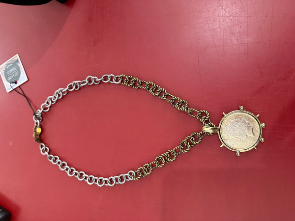 Chunky Coin Necklace - Mixed Metal
