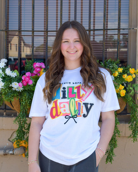 Literally Born to Dilly Dally Graphic Tee - White - Salty Lime Boutique
