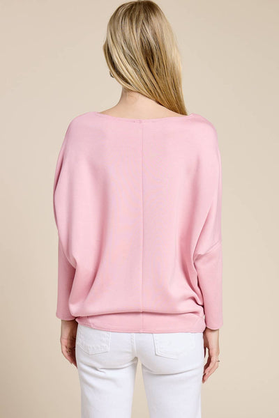 Claudia Scuba Dolman Long Sleeve Top - Light Pink