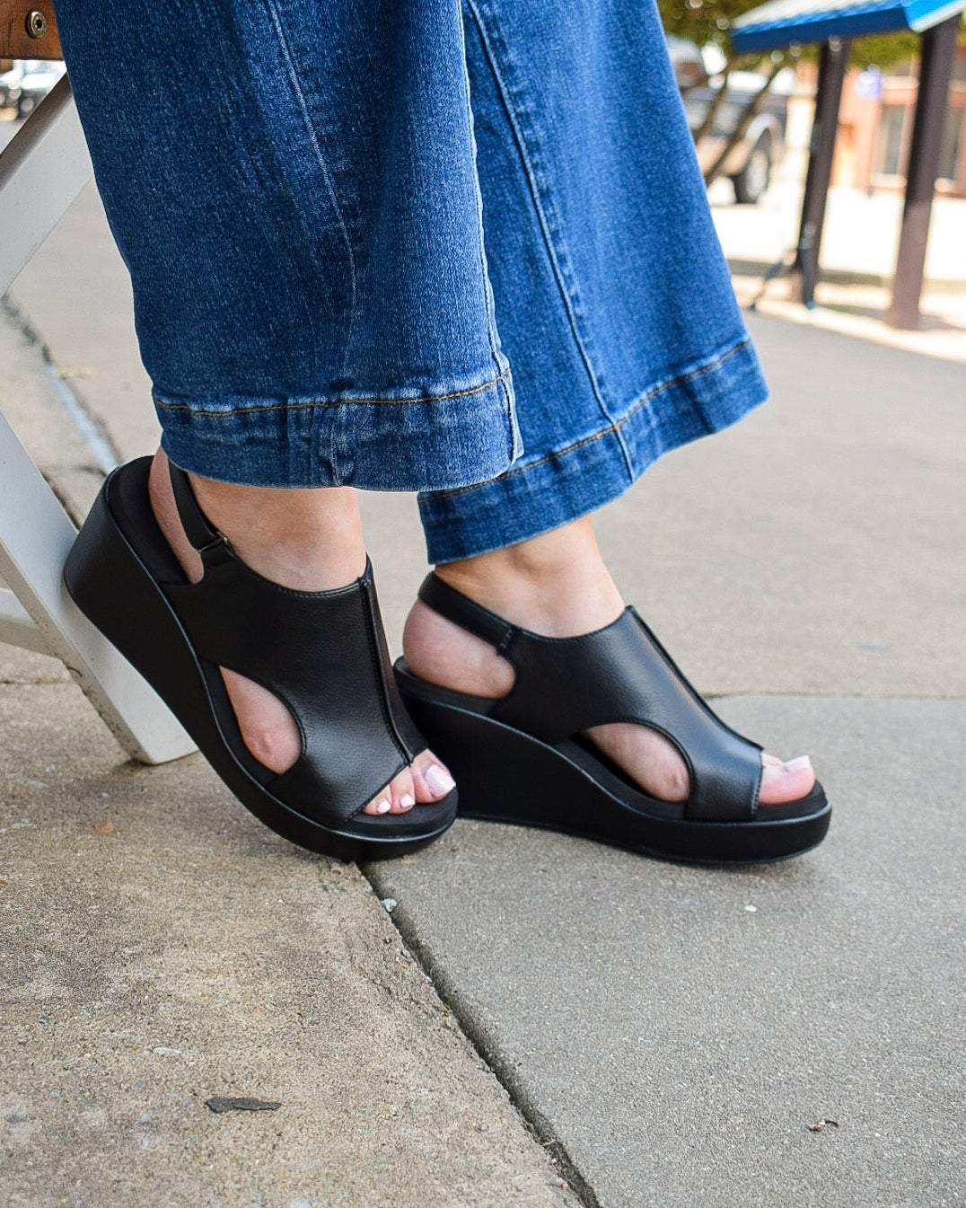 Fashion corkys black wedges