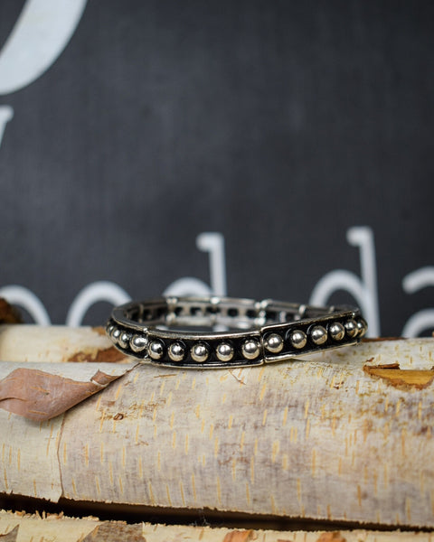 WESTERN DOT PATTERN STRETCH BRACELET - SILVER - Salty Lime Boutique