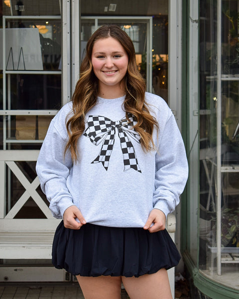 BIG ON BOWS SWEATSHIRT - CHECKERBOARD