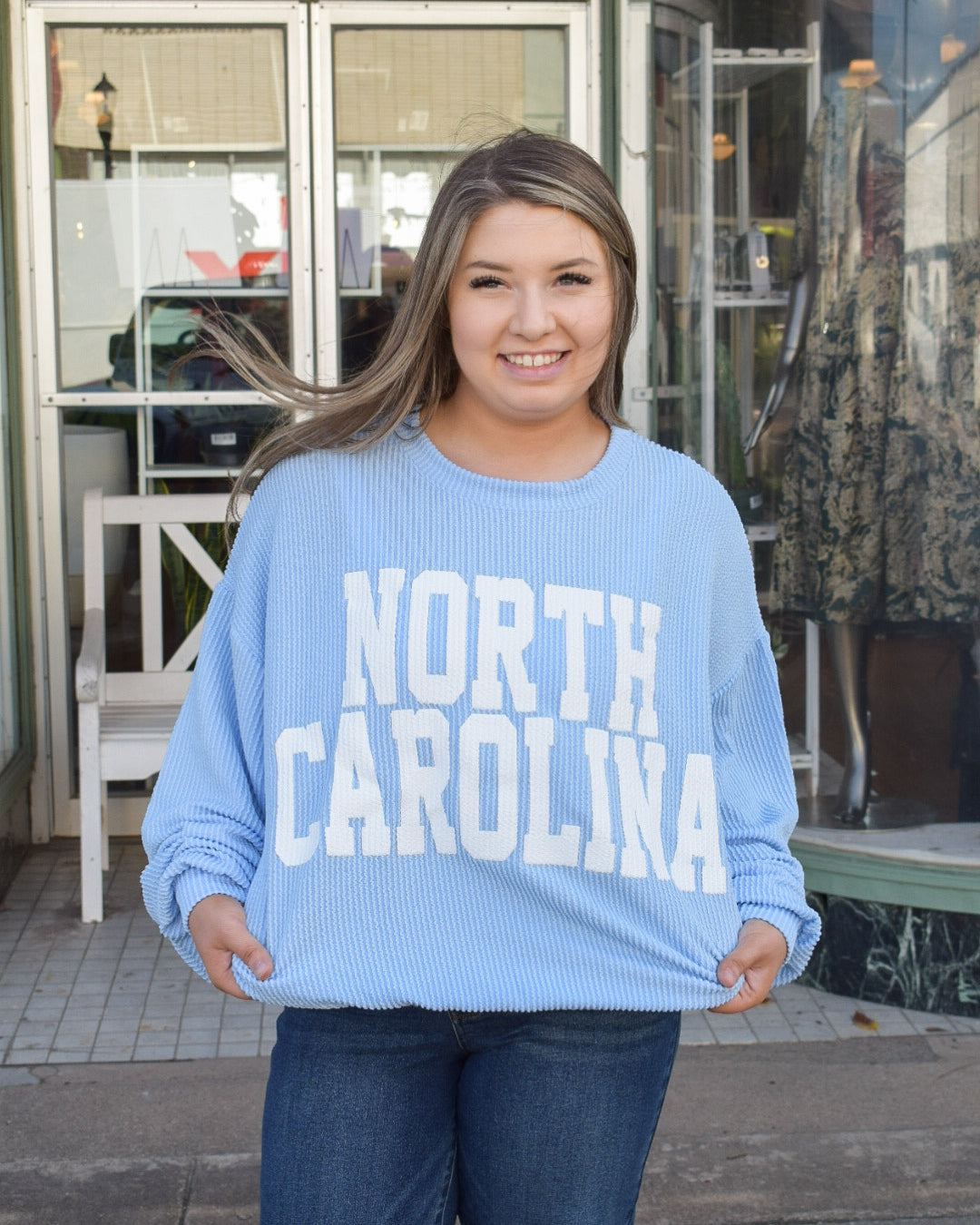 NORTH CAROLINA RIB CORD SWEATSHIRT - SKY BLUE