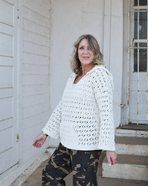 BAELYNN CROCHET BOLERO SWEATER- CREAM
