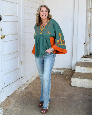 HANNA TOP - HUNTER GREEN
