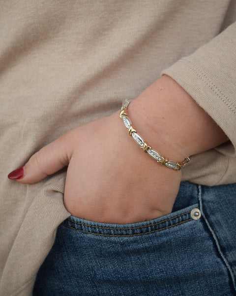 CRISSCROSS CRYSTAL HINGE BRACELET - TWO-TONE