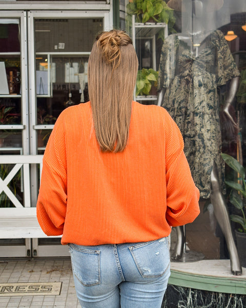 TEXAS RIBBED CORD SWEATSHIRT - ORANGE