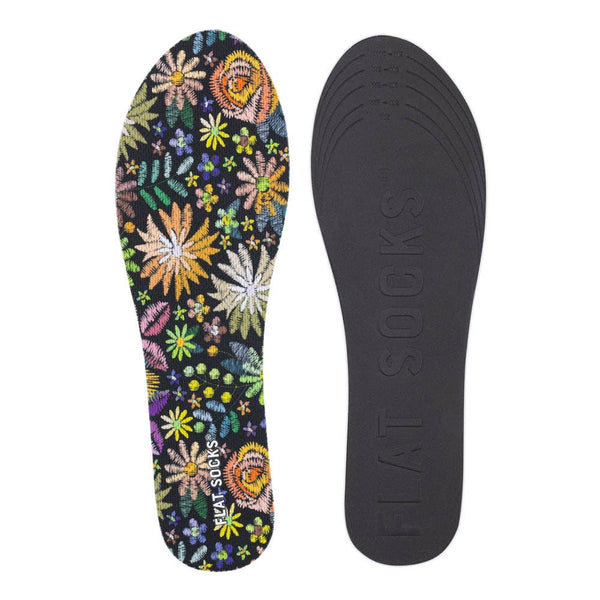 Flat Socks Insoles - Floral Embroidery